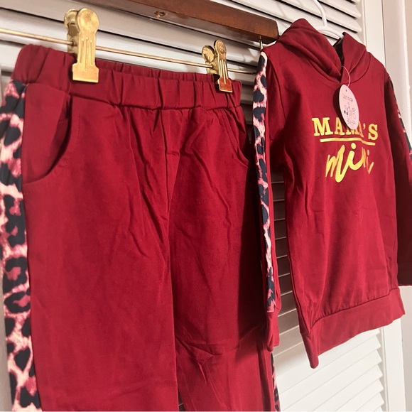 Mama’s Mini two-piece jogger, leopard side with headband size 4-5 Nice n… - Picture 5 of 10